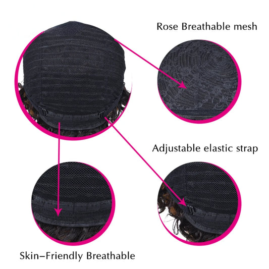 150% Density 4Inch Pixie Cut Curly Wave Human Hair Wig for Women Full Machine Made Wig for Daily Wear and Party