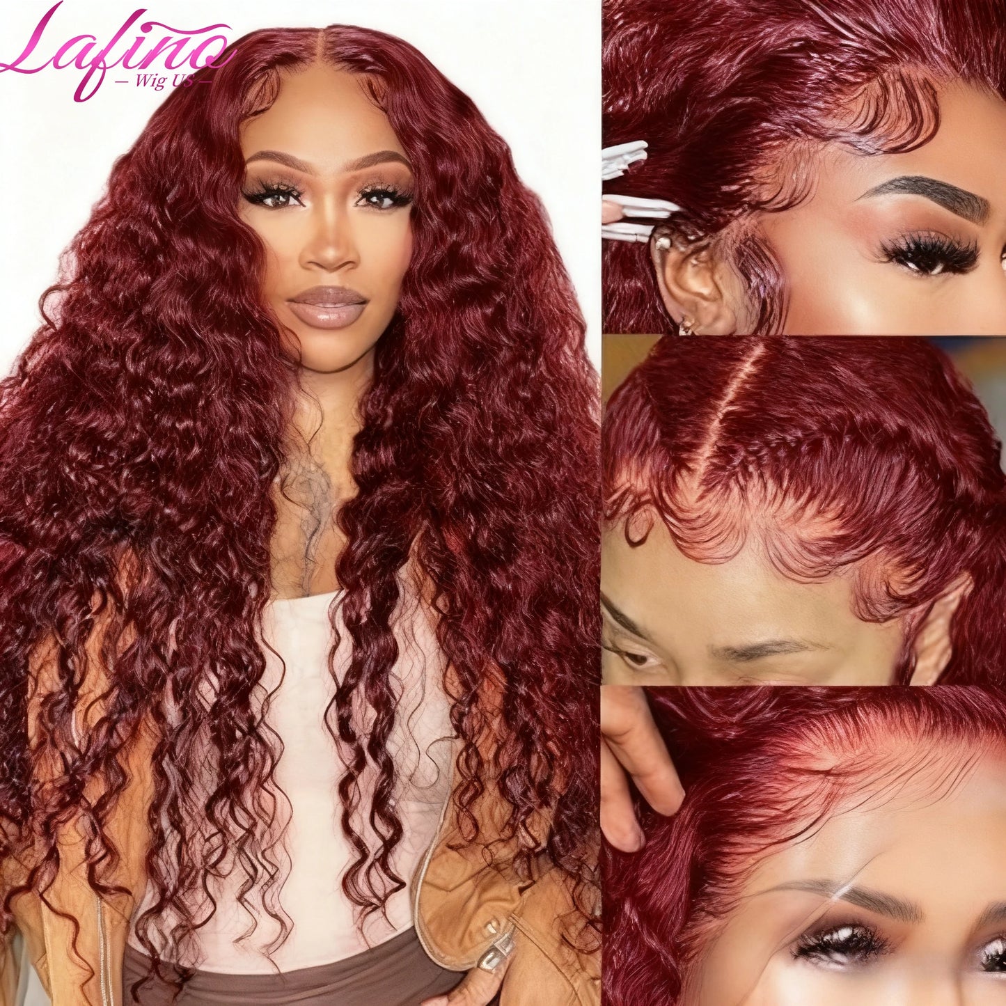 250 Density Human Hair Wig 99J Burgundy 13x6 Hd Lace Frontal Human Hair Red Colored Wig 13x4 Transparent water wave Frontal Wig
