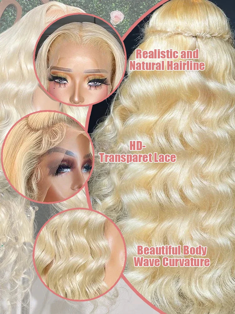 36 40 Inch 613 Honey Blonde Body Wave 250 Density 13x6 HD Lace Front Human Hair Wigs 13x4 HD Lace Frontal Wig for black women