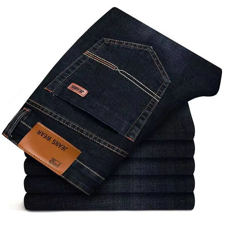 2025 Men NEW Men's Fashion Business Jeans Classic Style Casual Stretch Slim Jean Pants Male Brand Denim Trousers Black Blue Mens