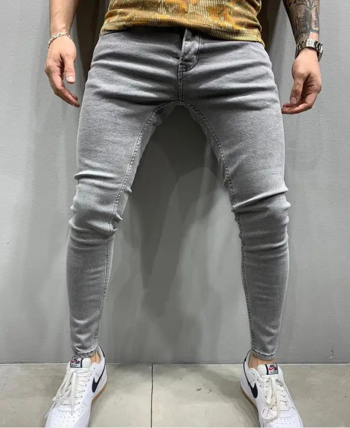 2023 White Embroidery Skinny Ripped Jeans Men Cotton Stretchy Slim Fit Hip Hop Denim Pants Casual Jeans for Men Jogging Trousers