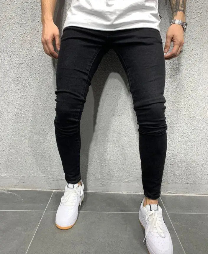 2023 White Embroidery Skinny Ripped Jeans Men Cotton Stretchy Slim Fit Hip Hop Denim Pants Casual Jeans for Men Jogging Trousers