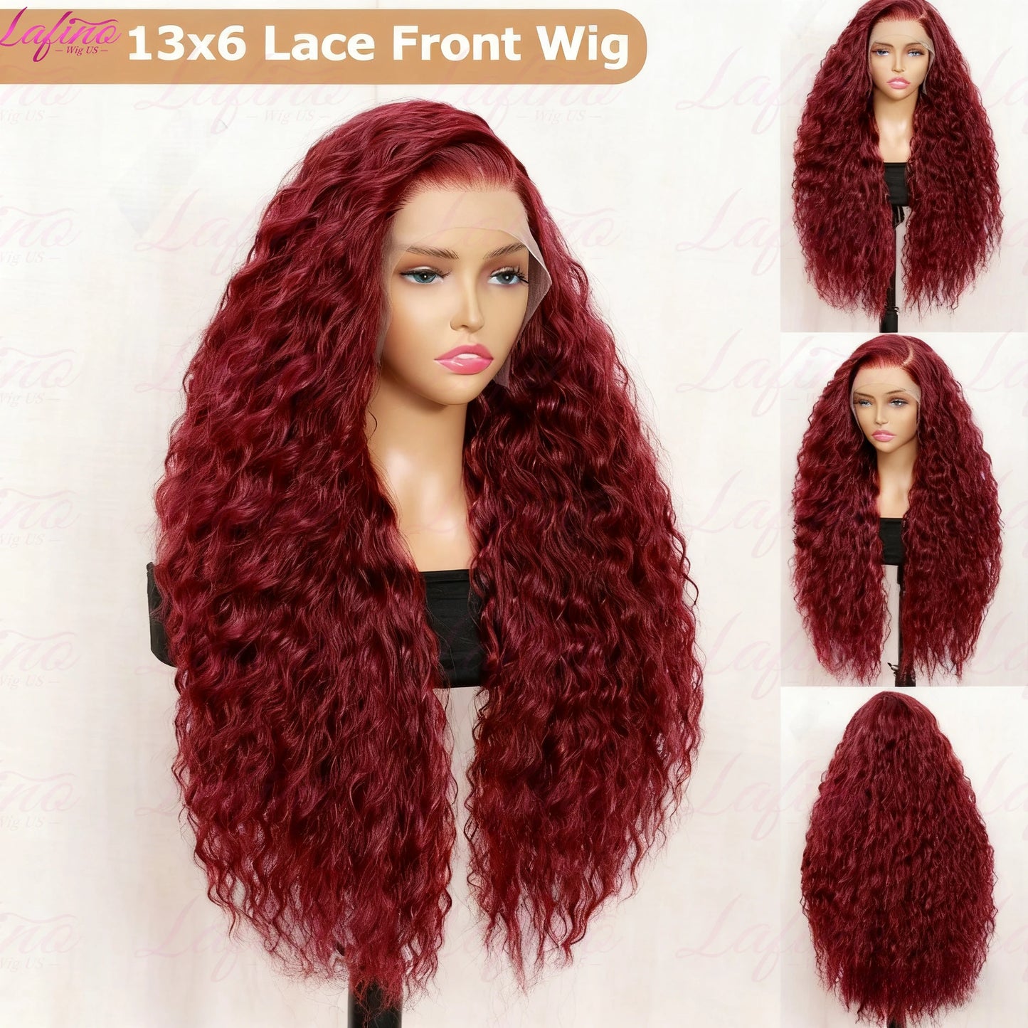 250 Density Human Hair Wig 99J Burgundy 13x6 Hd Lace Frontal Human Hair Red Colored Wig 13x4 Transparent water wave Frontal Wig