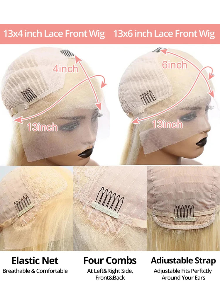 36 40 Inch 613 Honey Blonde Body Wave 250 Density 13x6 HD Lace Front Human Hair Wigs 13x4 HD Lace Frontal Wig for black women